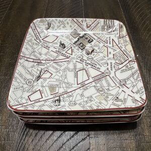 Target Home Set of 4 Salad Plates Paris Landmark Maps Porcelain 6”